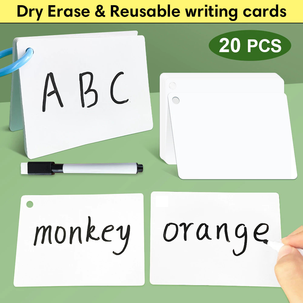 【SG】20pcs Erasable Card DIY Blank PVC Double-Sided Reusable And ...