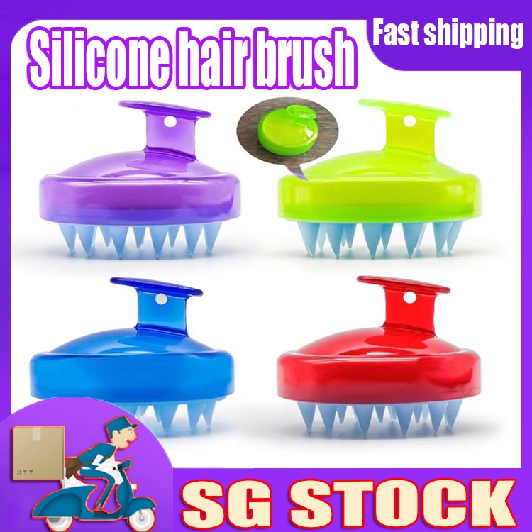 【SG Stock】Soft Silicone Hair Scalp Massager Head Scrub Wash Brush Comb ...