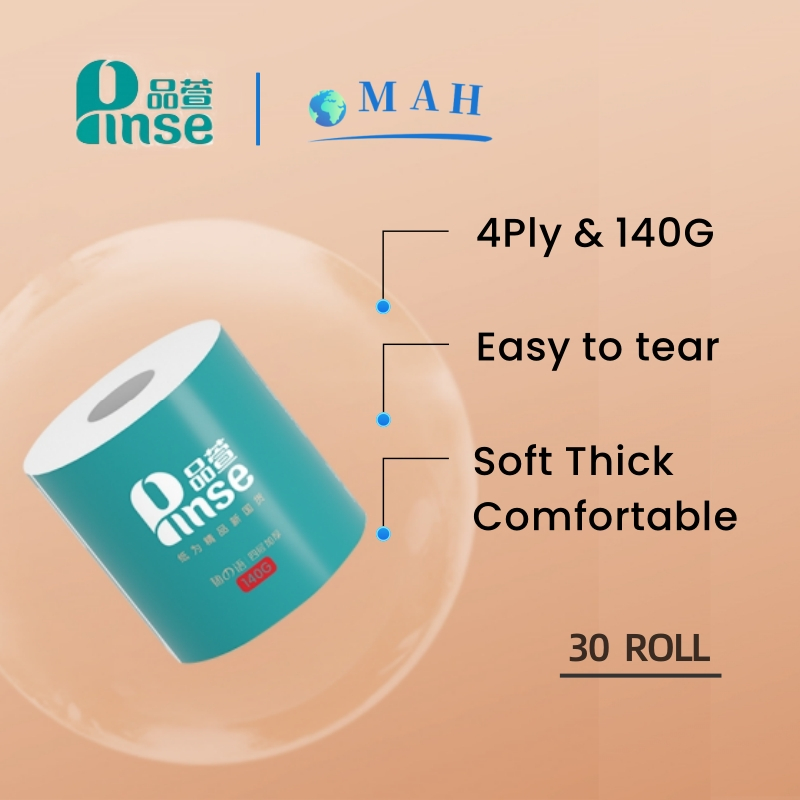 Pinse & OMAH Ultra Soft Plant-Based 30 Rolls 4Ply 140g Unbleached Clean ...