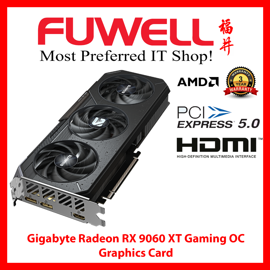 FUWELL - Gigabyte Radeon RX9060XT Gaming OC Graphics Card with 8GB/16GB ...