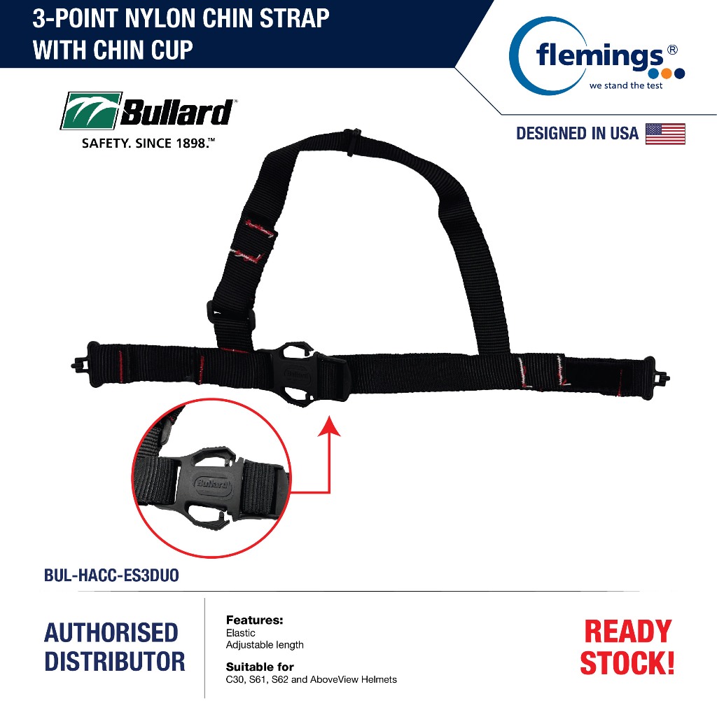 Chinstrap Bullard 2 Point Elastic Black - Sarana Protek