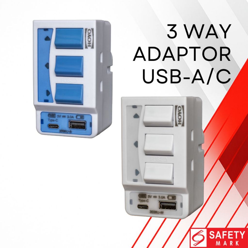 🔌 3-Way Switch Adaptor 🔧 | USB-A + Type-C Charging ⚡ | 3.0A Output 💥 ...
