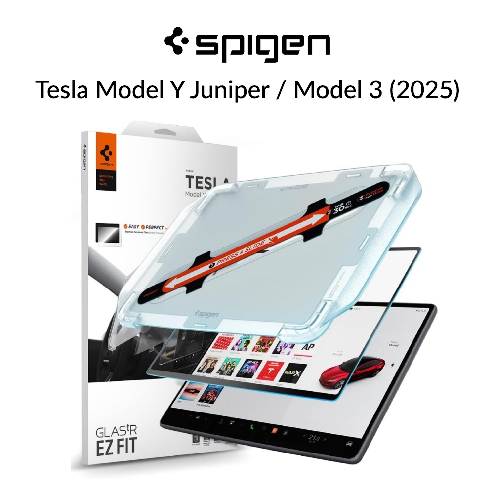 tesla model y juniper screen protector spigen