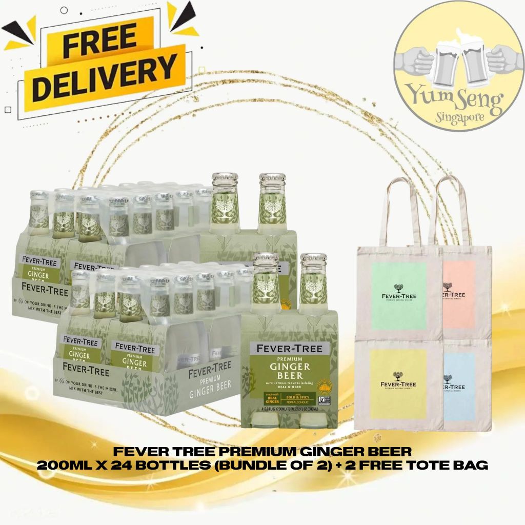 Fever Tree Premium Ginger Beer - 24 bottles x 200ml (Bundle of 2) (Exp ...
