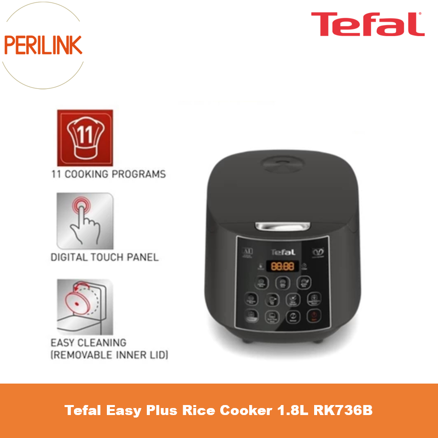Tefal Easy Plus Rice Cooker 1.8L RK736B - 11 programs, AI, spherical ...