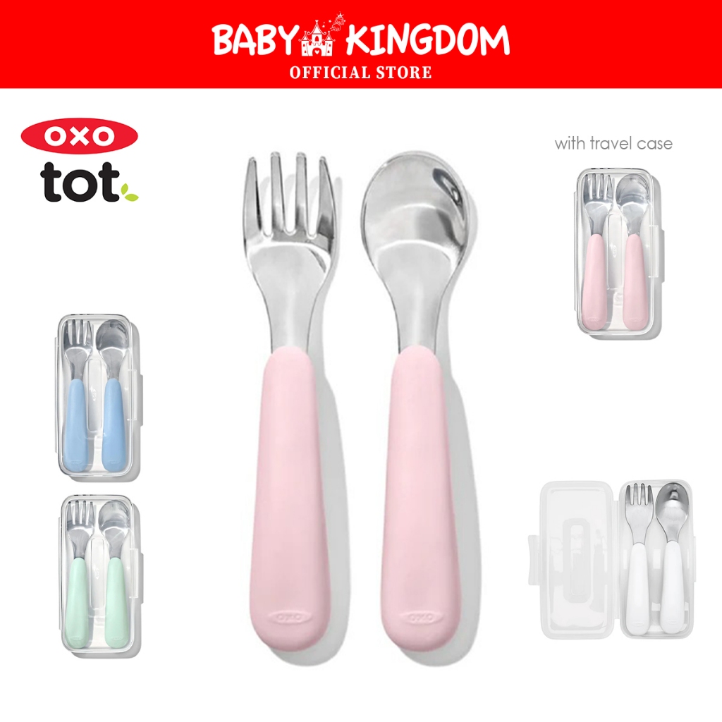 OXO TOT On-The-Go Fork And Spoon Set With Travel Case | Shopee Singapore