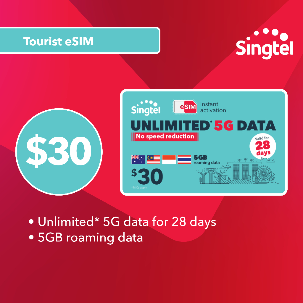 Singtel $30 5G+ Tourist Data eSIM | Shopee Singapore