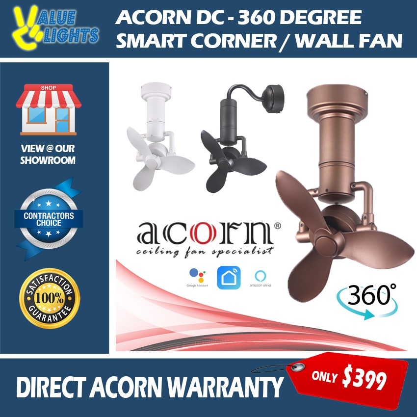 [Climate Voucher] ACORN DC-360 Smart Corner Fan (Ceiling/ Wall Mount ...