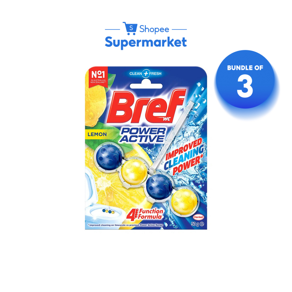 [Bundle of 3] Bref Power Active Toilet Bowl Cleaner Juicy Lemon (50g ...