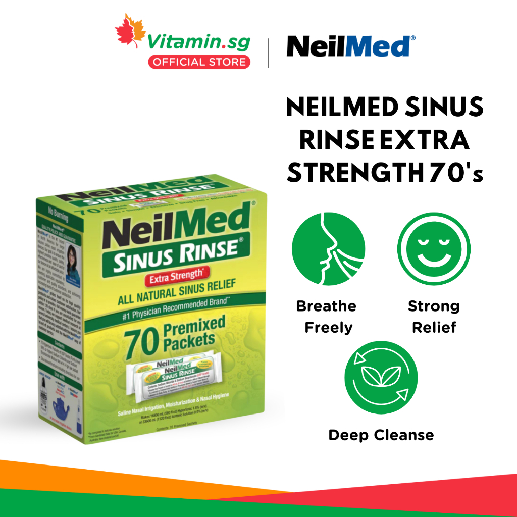 NeilMed Sinus Rinse Extra Strength Hypertonic, 70 Packets | Shopee ...