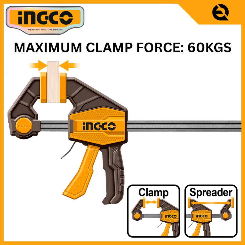 INGCO QUICK GRIP BAR CLAMP | MAX CLAMP FORCE 60KG | HQBC01601 HQBC01602 ...
