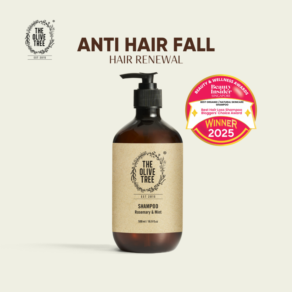 The Olive Tree Rosemary & Mint Shampoo (500ml) for Anti Hair Loss Fall ...