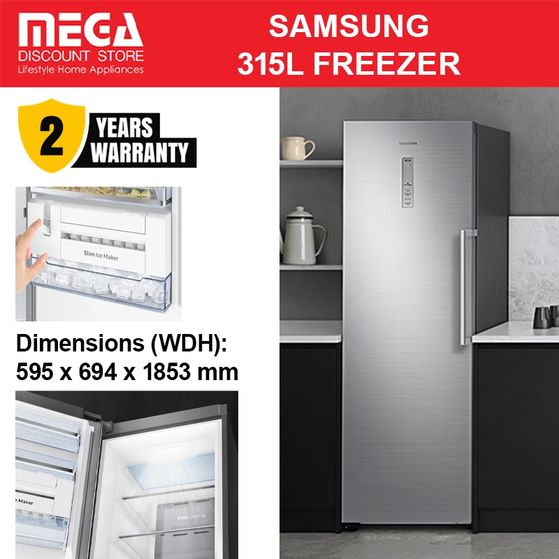 SAMSUNG RZ32M71157F/SS 315L 1-DOOR FREEZER | No Frost | Slim Ice Maker ...
