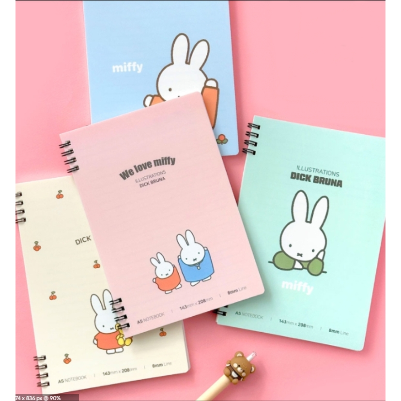 Miffy A5 Ruled Lined Twin Spiral Notebook Spring Notepad Korean ...