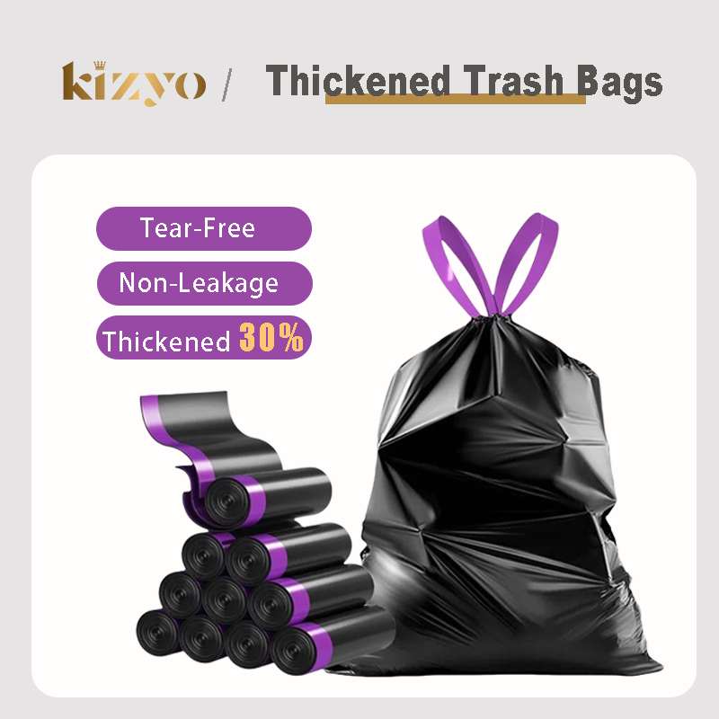 🇸🇬Kizyo Ultra Thick Drawstring Trash Bag Disposable Garbage Plastic Bag ...