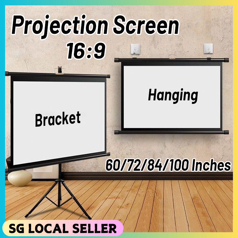 SG READY STOCK 16:9 Projector Screen Projector Tripod Screen 60/72/84 ...