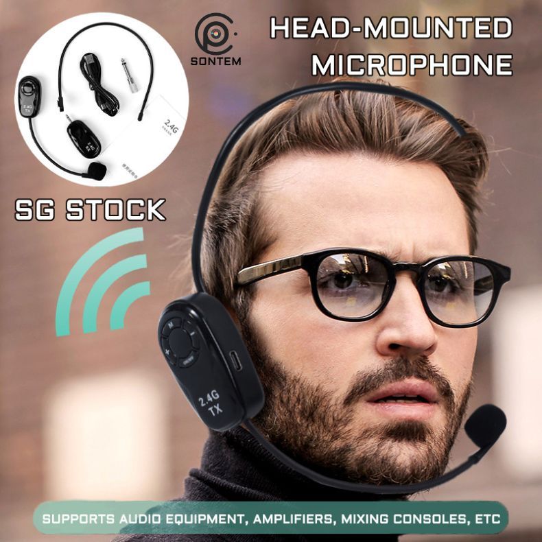 {SG Seller} 1Set Wireless Head Mounted Microphone Lightweight Teacher ...