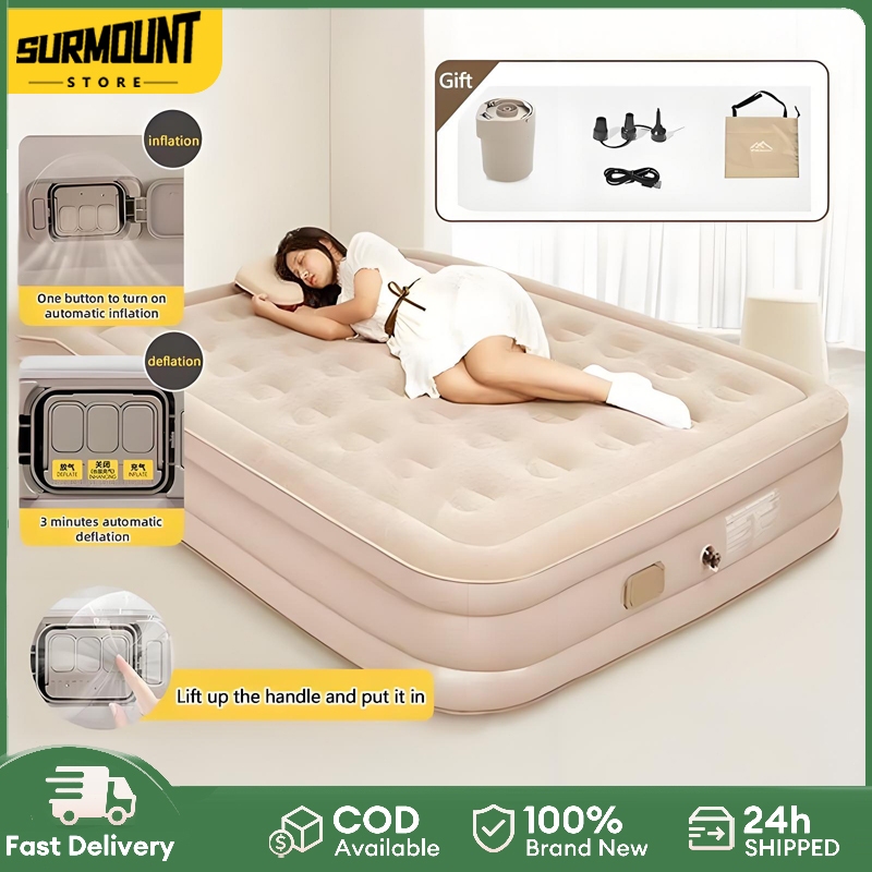 Inflatable mattress with electric air pump outdoor camping moisture ...