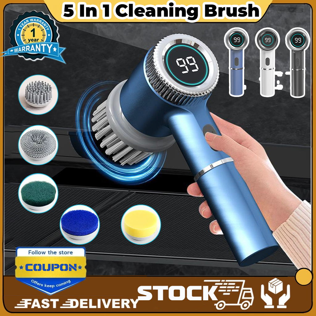 5 IN 1 Portable Electric Cleaning Brush Electric Brush Cleaner Pot ...