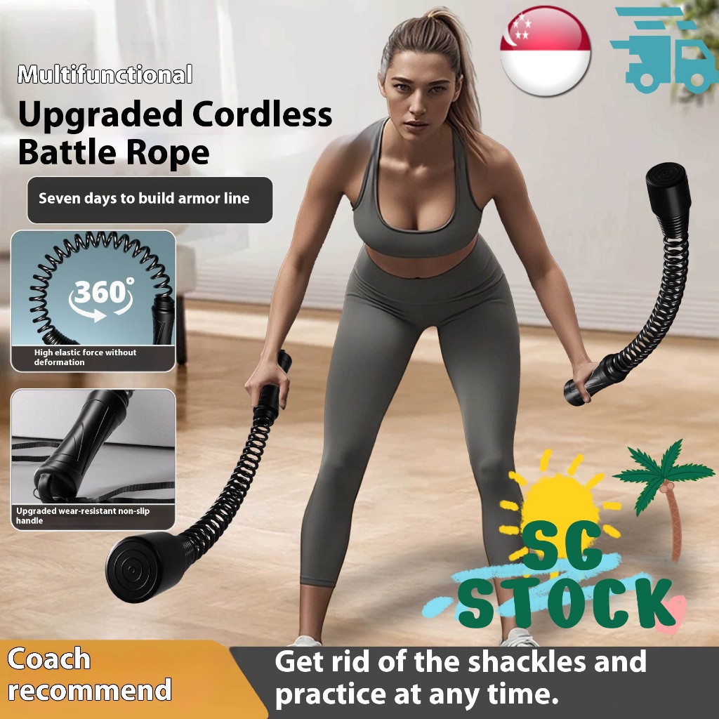 【READY SG】Arm strength training device cordless battle rope high ...