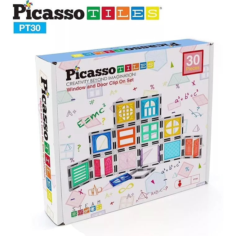 PicassoTiles Window & Door Clip-On Set - 40-piece expansion set with operable windows and doors