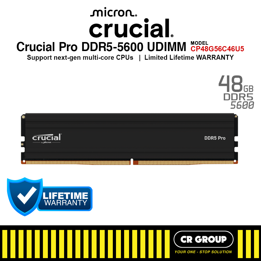 Crucial Pro DDR5-5600 UDIMM Desktop RAM CL46 - 48GB (Limited Lifetime ...