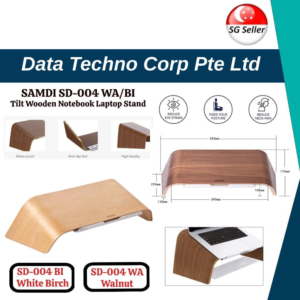 SG READY STOCK - SAMDI SD-004 BI/WA Minimalism Tilting Wood Laptop ...