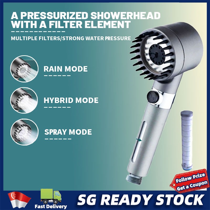 SG【STOCK】NEW High Pressure Detachable Handheld Shower Head Set 3 Mode ...