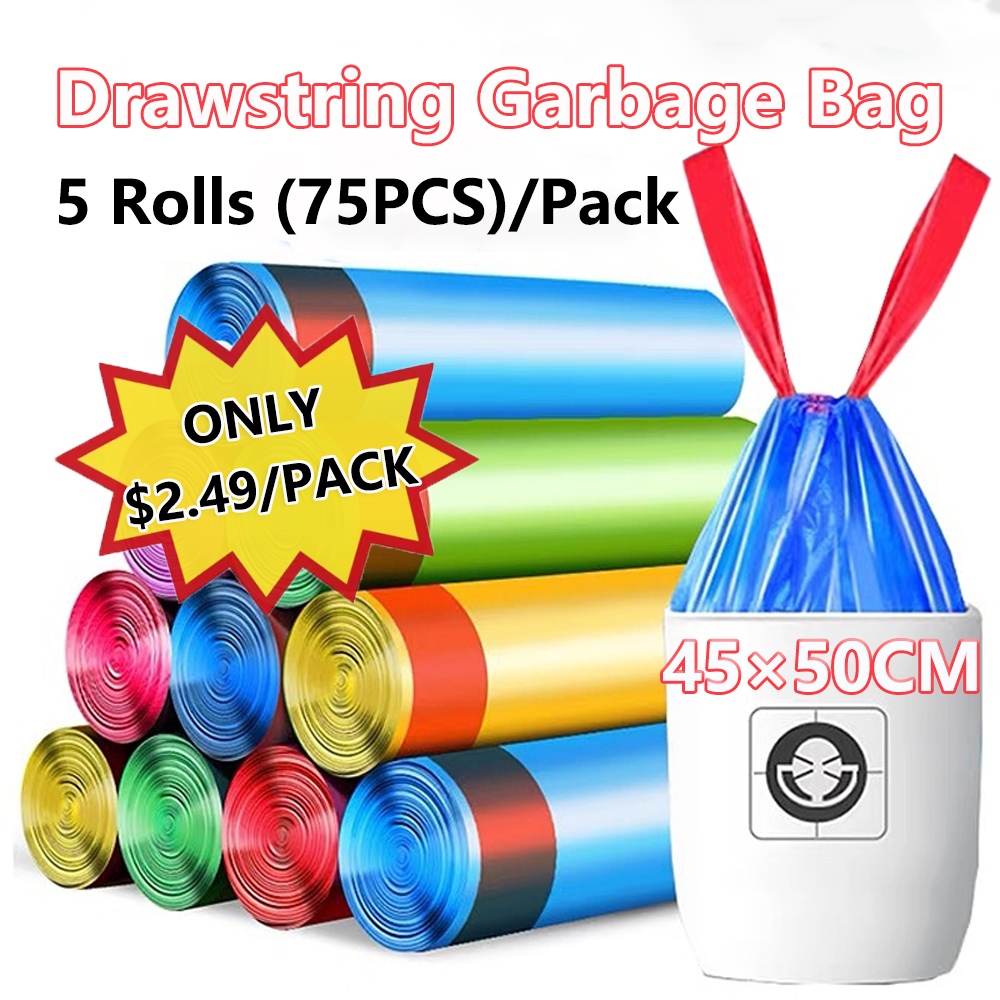 BUNDLE OF 2 🔥SG🔥[5 rolls] Trash Bag / Drawstring Garbage Bag / Rubbish ...