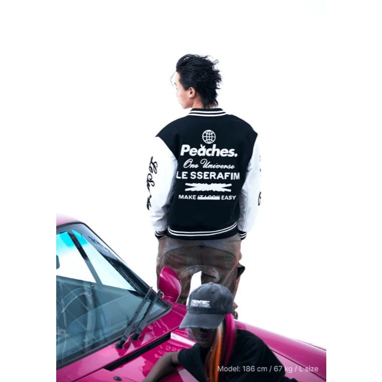 LE SSERAFIM [LE SSERAFIM x Peaches.] VARSITY JACKET | Shopee Singapore