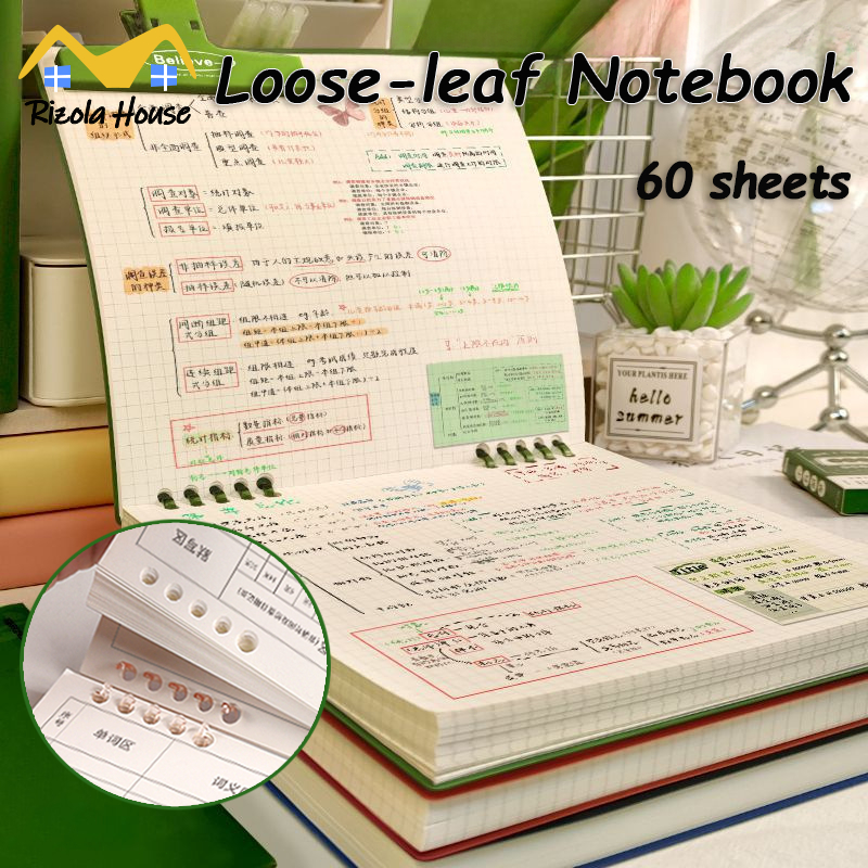 【SG】60 sheets Coil Notebook Loose Spiral Notebook Detachable Notebook ...