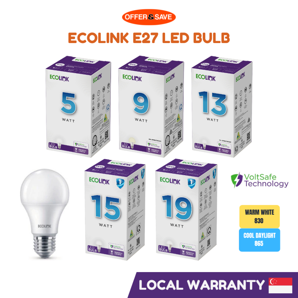 ECOLINK LED Bulb E27 5W / 9W / 13W / 15W / 19W Light Bulb Warm white ...