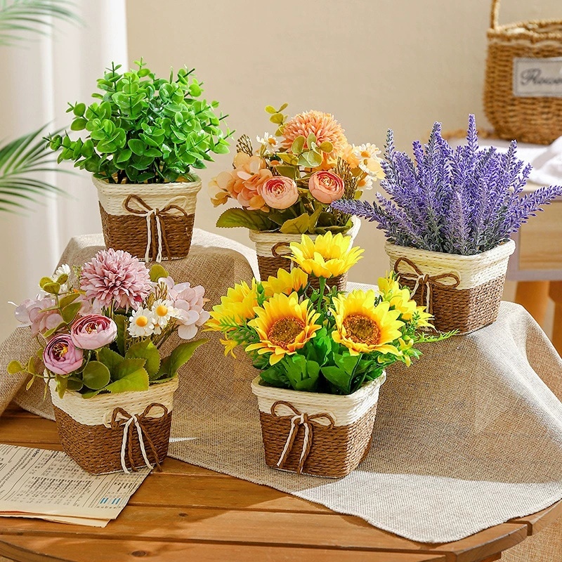 [SG] Artificial Flower with Pot Fake Flower Faux Sunflower Artificial ...