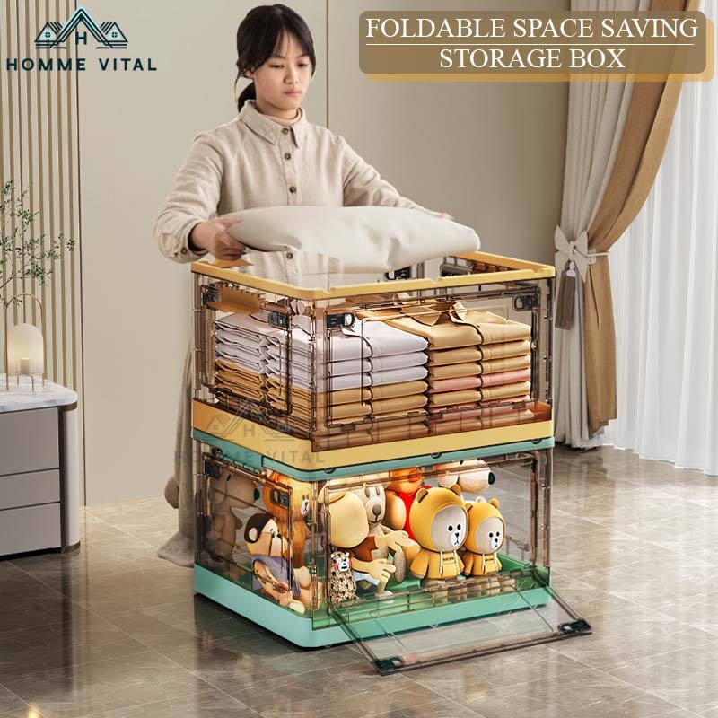 Transparent Foldable Stackable Storage Box Drawer Cabinet Plastic ...