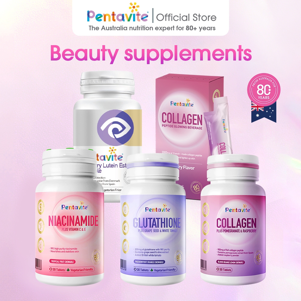 Pentavite Lutein/Niacinamide/Collagen Beverage/Glutathione/Collagen ...
