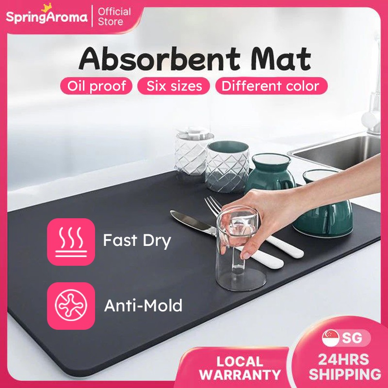 [SG] Large Diatomite Kitchen Mat Quick Drying Water Absorbent Non Slip ...