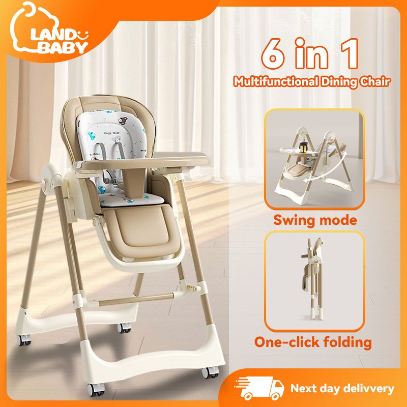 Baby Chair Foldable Toddler Height Adjustable Portable with Tray Dining ...