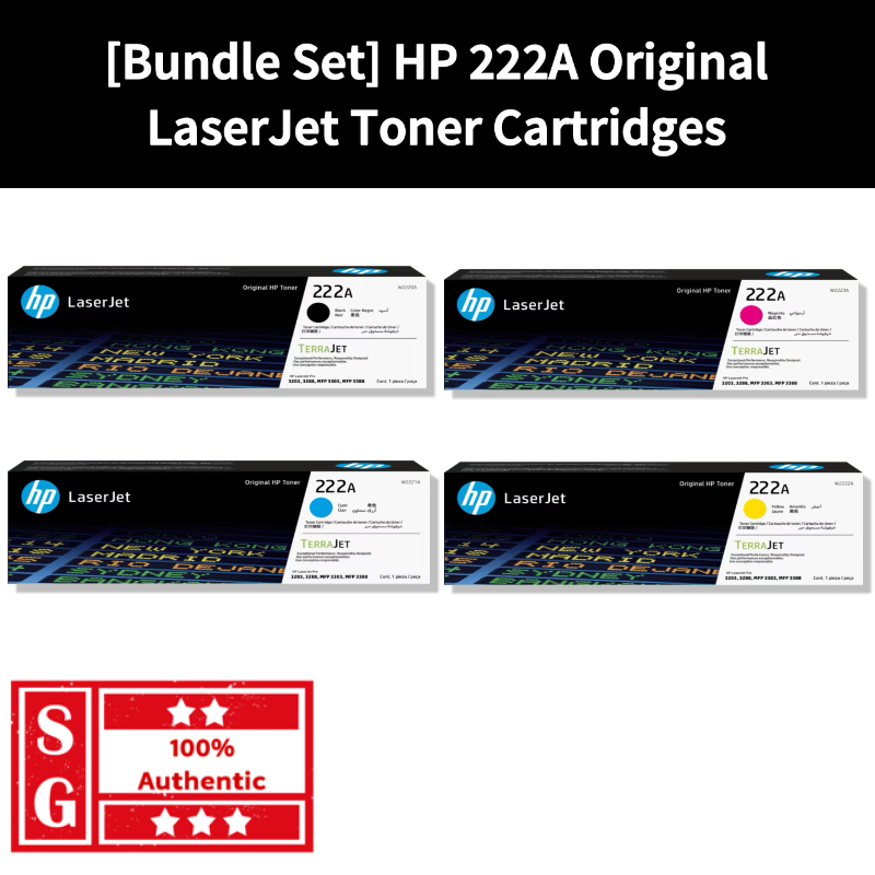 [Bundle Set] HP 222A Original Laser Jet Toner Cartridge Black Cyan ...