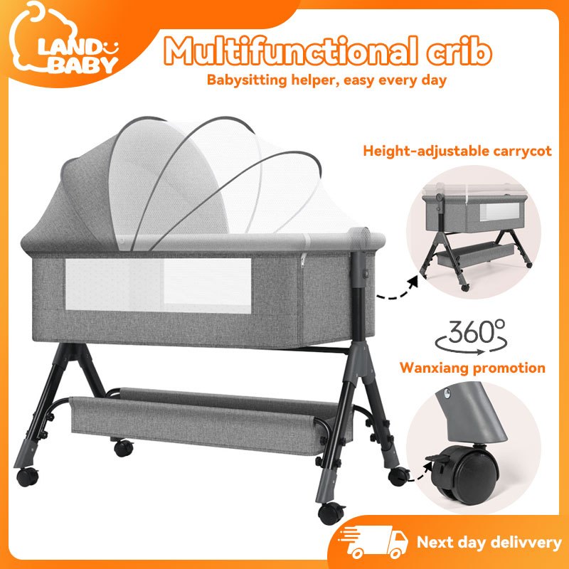 Baby Cot Foldable Removable Newborn Baby Crib Portable Baby Bed Height ...