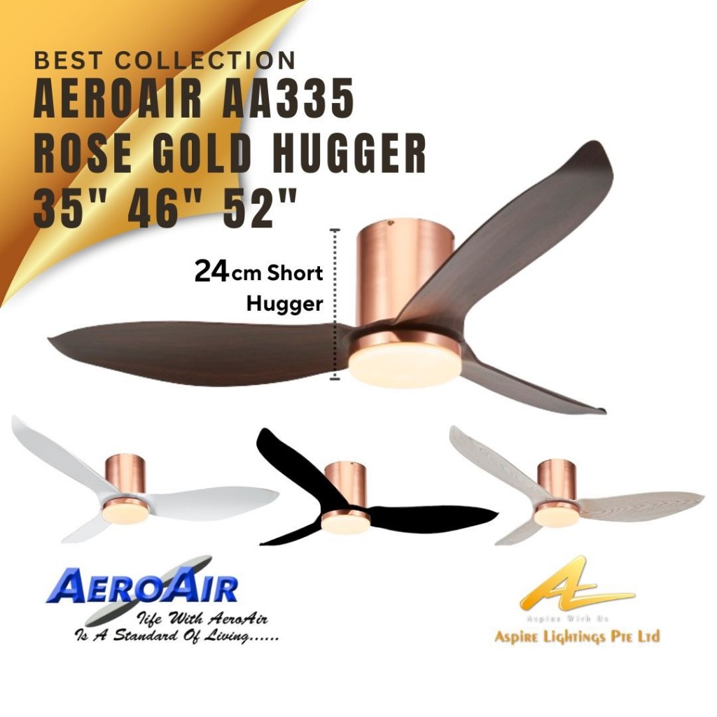 Ceiling Fan Aeroair AA335 Rose Gold Hugger LED Light DC Motor 35