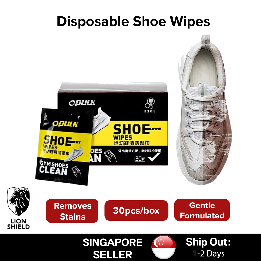 (SG) Disposable Shoes Wipe (30 Packs/Box) – Sports Shoe Sneakers Clean Wet  Wipes Care Quick Cleaning(Individual Wrapped)