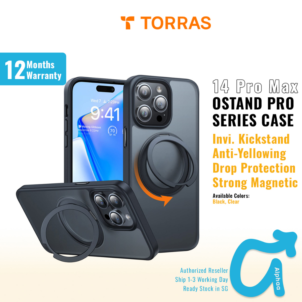 TORRAS UPRO™ Ostand Pro iPhone 14 Pro Max Phone Case with Phone Stand
