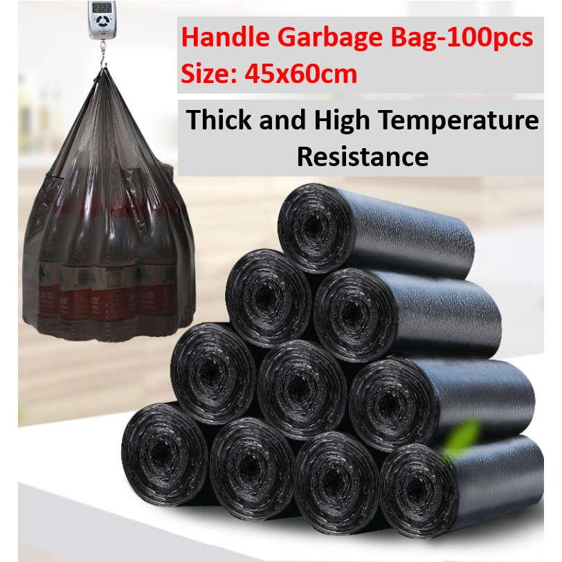 {SG Seller} Trash Bags for Home / Office / Outdoor Rubbish Bin (Drawstring, Handle, Flat