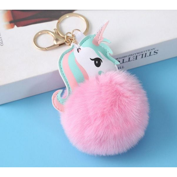 Unicorn hot sale fluffy keychain