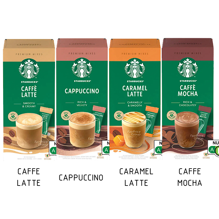Starbucks Premium Instant Coffee Mixes Cappuccino Caffe Latte