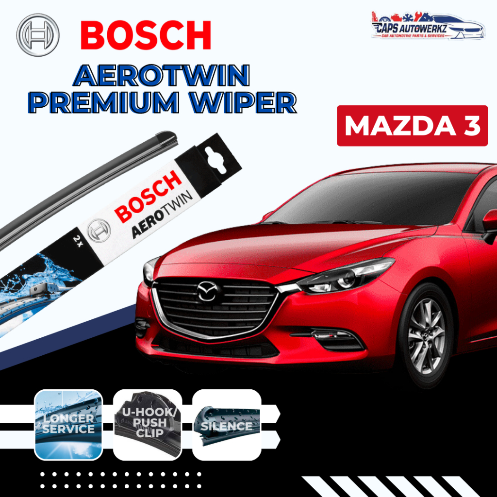 Mazda 3 BOSCH Aerotwin Car Front Wiper Set & Rear Wiper (OEM only