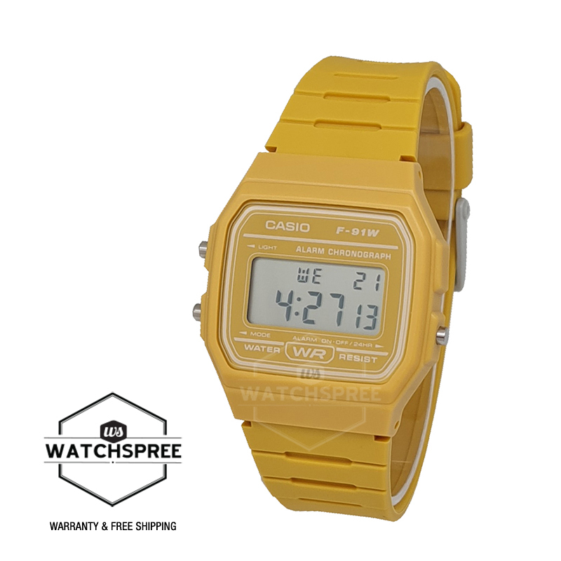 Watchspree Casio Digital Yellow Resin Band Watch F91WC 9A F 91WC 9A Kids Shopee Singapore