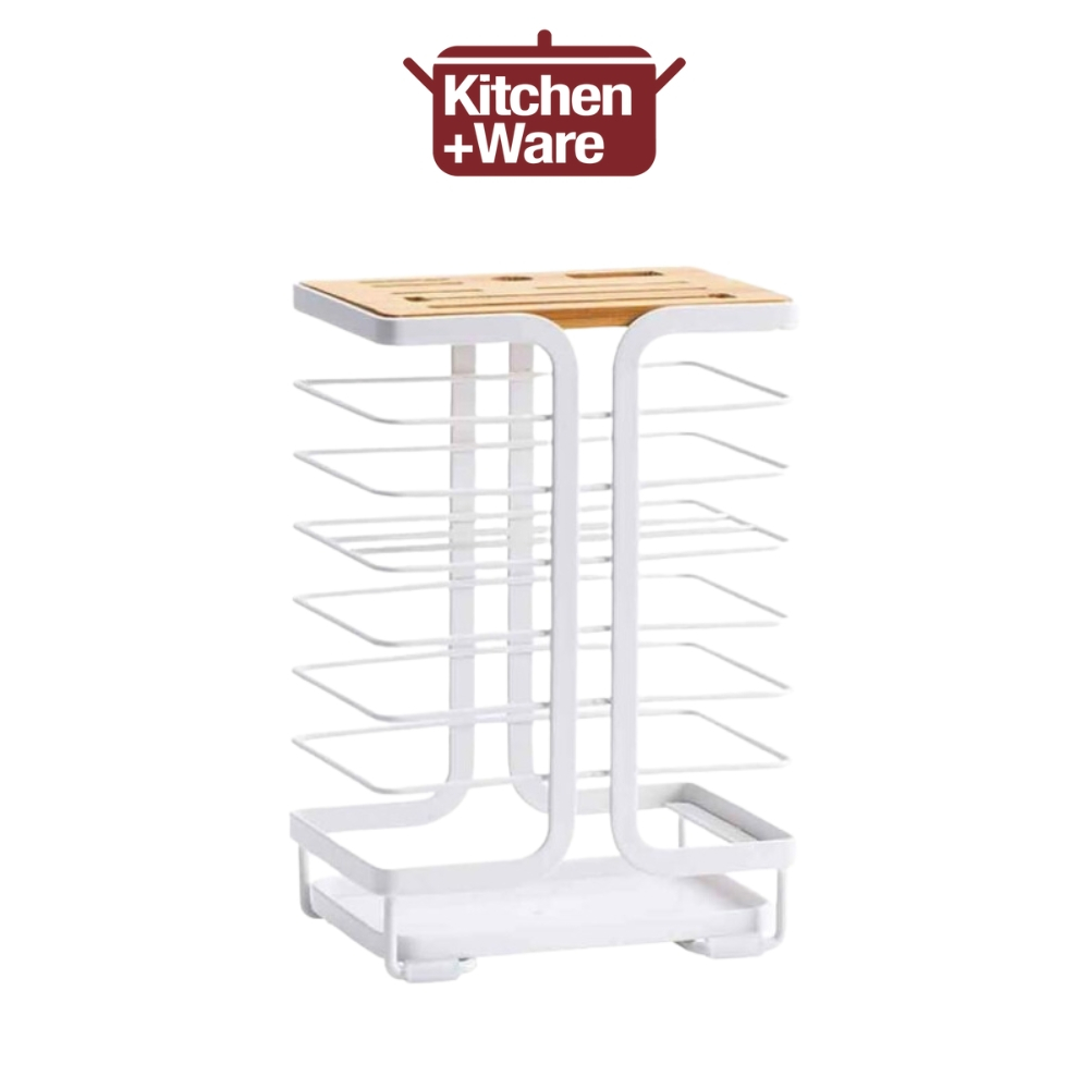Kitchen Knife Holder White Universal Metal Wood Knife Block Rack ...