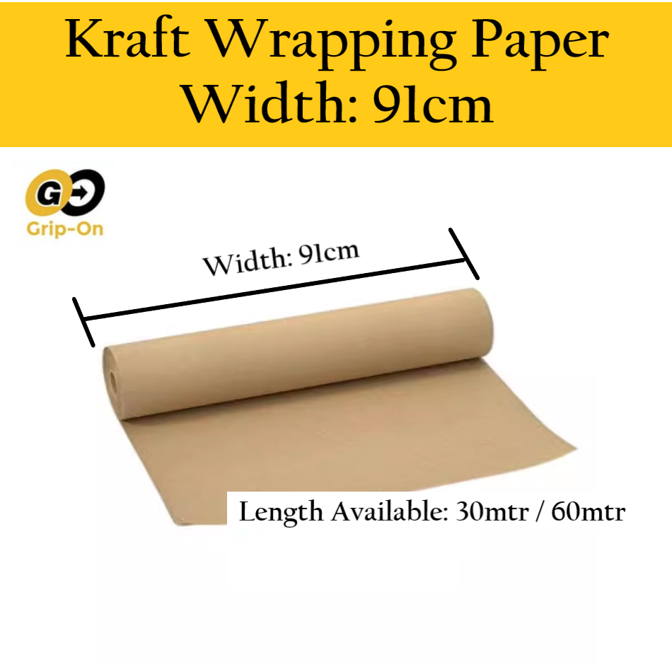 👉[GRIP-ON] Mulit-Purpose Brown Kraft Wrapping Paper Roll - 91cm width ...