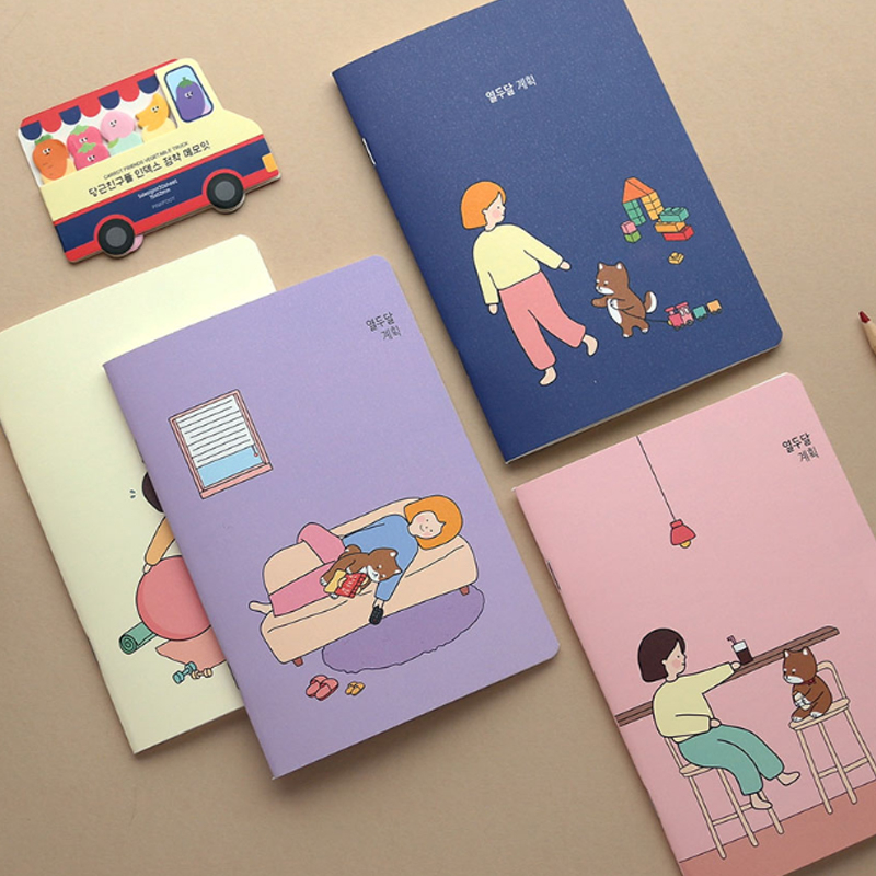 with Shiba Portable Undated Monthly Planner Thin Diary Scheduler Cute